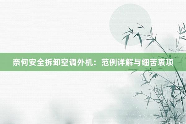 奈何安全拆卸空调外机：范例详解与细苦衷项